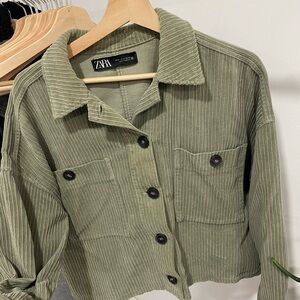 Zara Green Olive Corduroy Jacket - Size M (Fits L) - Excellent Condition